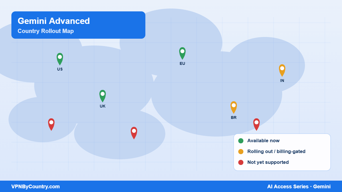 Gemini Advanced country rollout availability map